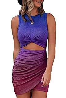 Photo 1 of Acelitt Womens Ladies Sleeveless Hollow Out Twist Bodycon Dress Wrap Slim Fit Party Evening Dresses for Women Work Office Multicolor M