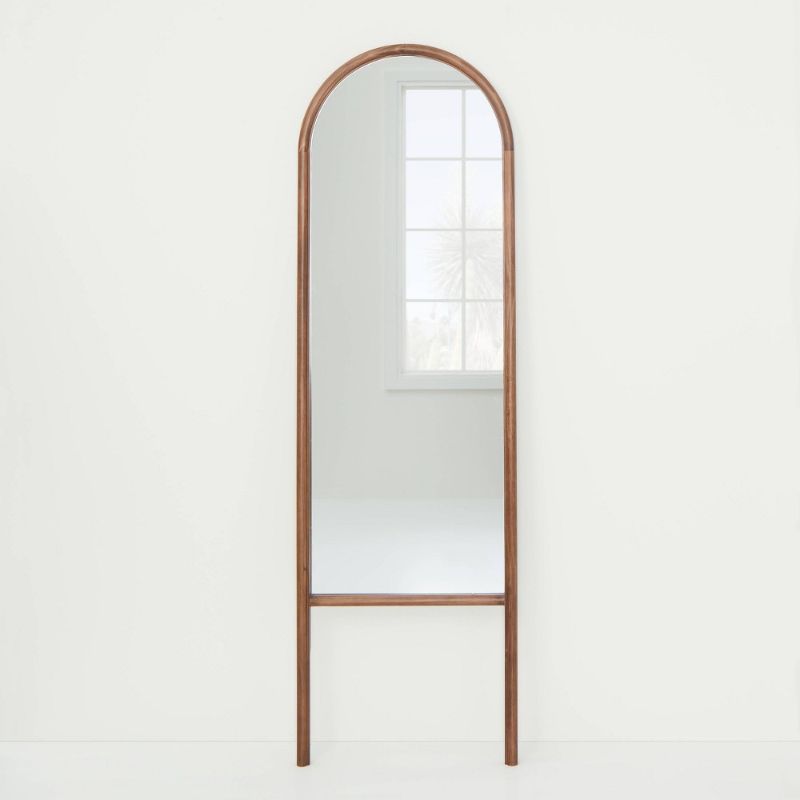 Photo 1 of 20" X 65" Wood Arched Floor Mirror Walnut - Threshold™ Designed with Studio McGee
