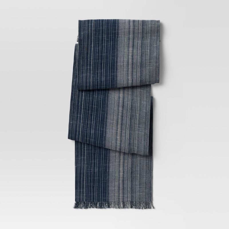 Photo 1 of 108 X 14 Cotton Striped Table Runner Blue - Threshold

