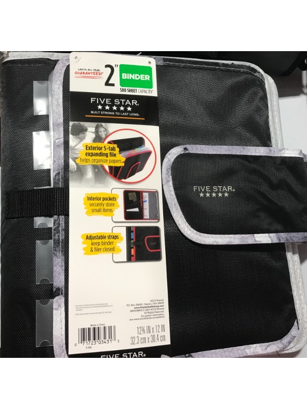 Photo 2 of 2 Quick Tab Sewn Zipper Binder Black/Gray - Five Star