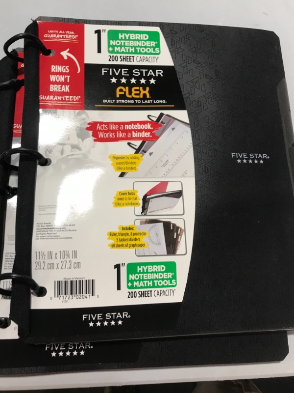 Photo 2 of  Notebinder Flex Quad Rule Black - Five Star  2 pack 