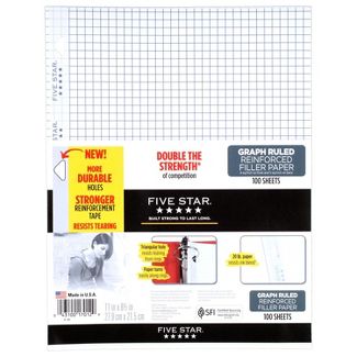 Photo 1 of Five Star 100ct Graph Ruled Reinforced Filler Paper 10 PACK 