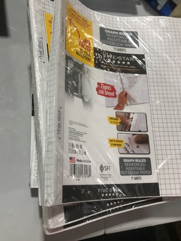 Photo 2 of Five Star 100ct Graph Ruled Reinforced Filler Paper 10 PACK 