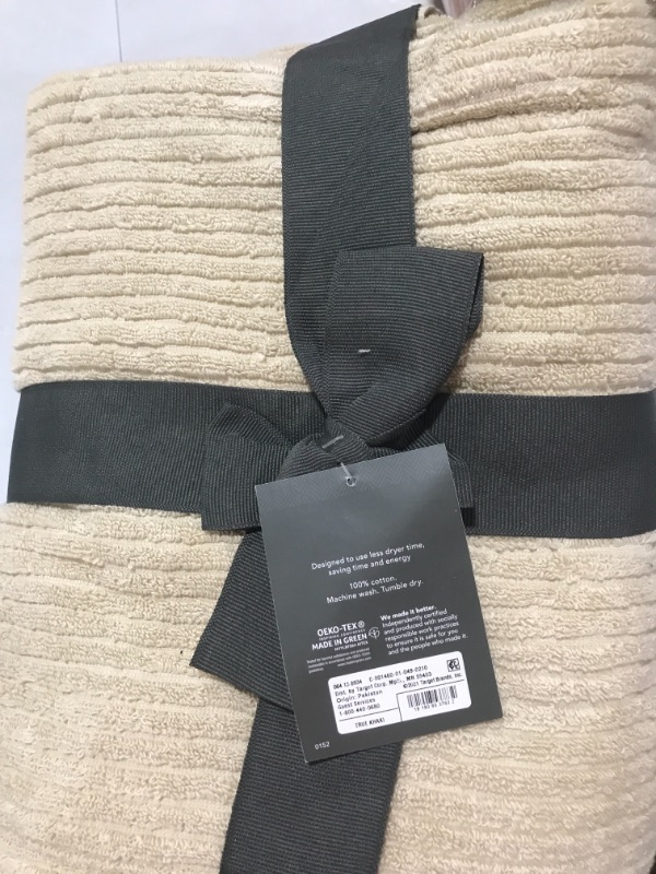 Photo 2 of 2pk Quick Dry Ribbed Bath Towel Set Tan - Threshold