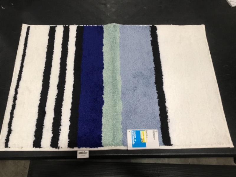 Photo 2 of 20"x30" Century Striped Tufted Bath Rug Blue - Room Essentials