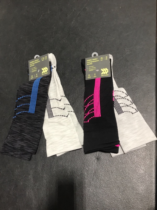 Photo 3 of Lot of 2: Women' Active Striped Compression 2pk Knee High Athletic Socks - All in Motion™ (Shoe Size: 4-10) - 2 Sets 