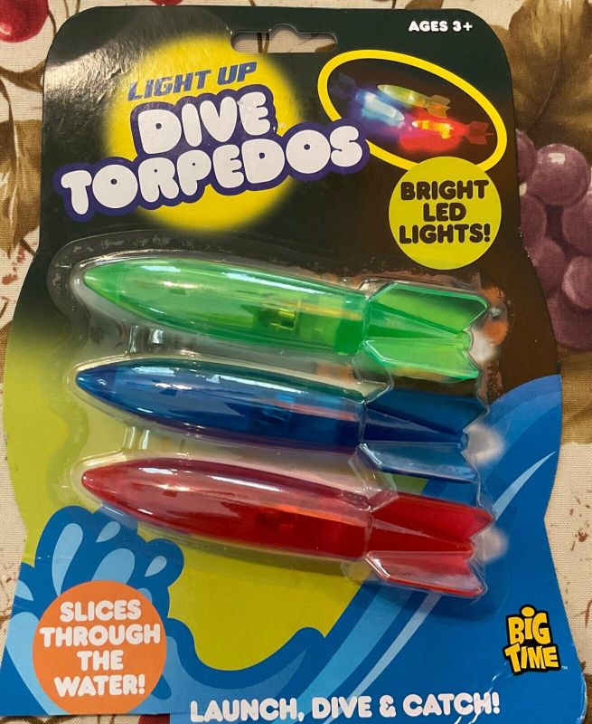 Photo 1 of Big time ~3pack ~LED light up Dive Swimming Pool Torpedoes~super bright! New
