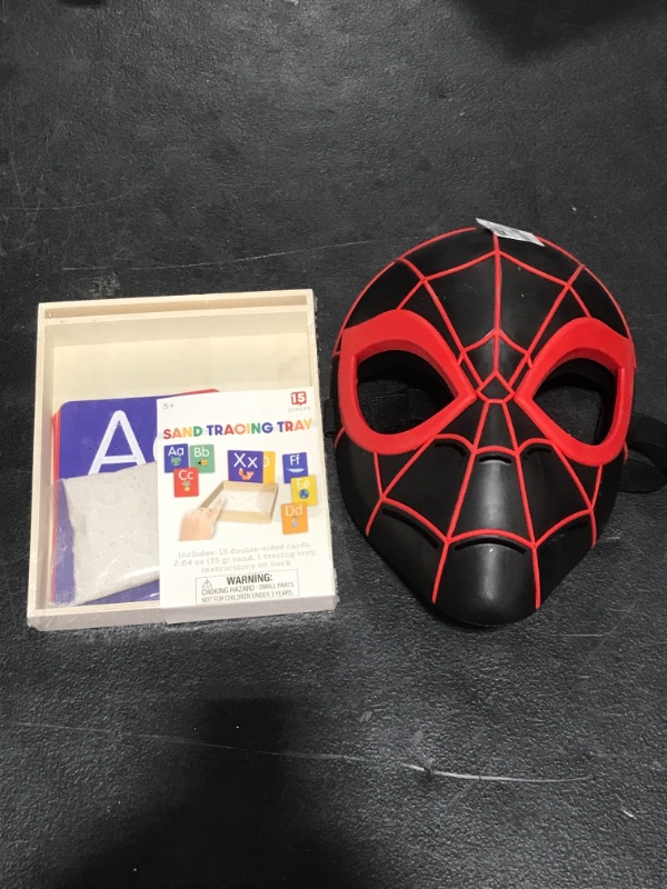 Photo 2 of Lot of 2: Sand Tracing Tray (15 pcs); Marvel Spider-Man: Across the Spider-Verse Miles Morales Mask