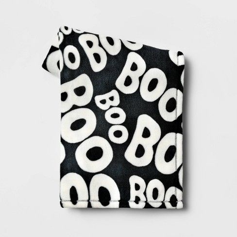 Photo 1 of "Boo" Printed Plush Throw Blanket