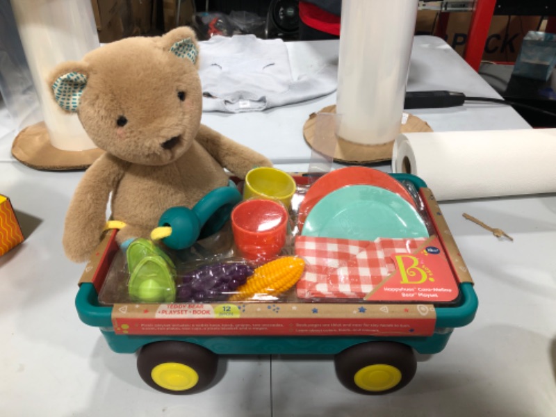 Photo 2 of B. Toys Teddy Bear, Board Book & Picnic Set - Happyhues Cara Mellow Bear
