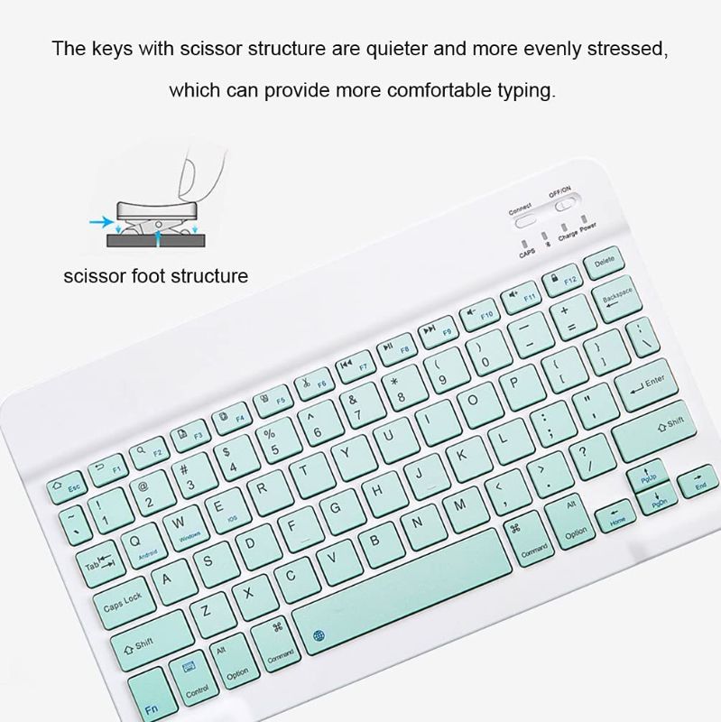 Photo 1 of Ultra-Slim Bluetooth Keyboard Portable Rechargeable Wireless Keyboard Compact for Android Windows Tablet Cell Phone iOS iPhone iPad, iPad Pro, iPad Air, iPad Mini, MacBook Pro Air (Big Size Green)
