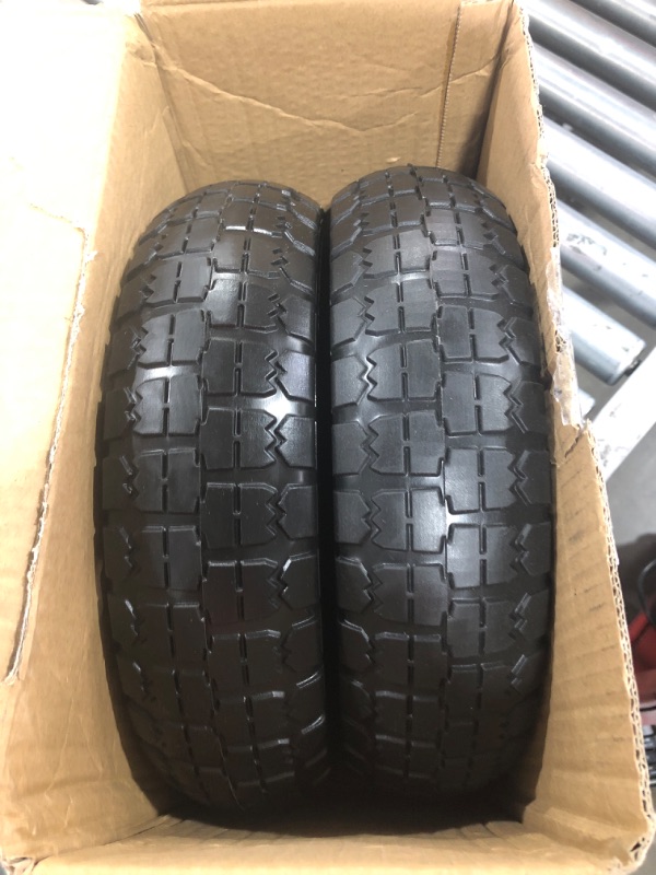 Photo 2 of 13 inch Flat Free Wheelbarrow Tires for Gorilla Carts - Compatible with Lawn & Garden Carts, Hand Trucks, Generators & More - Easy installation, Includes Cotter Pins and Washers by Steerling Tire Co.
