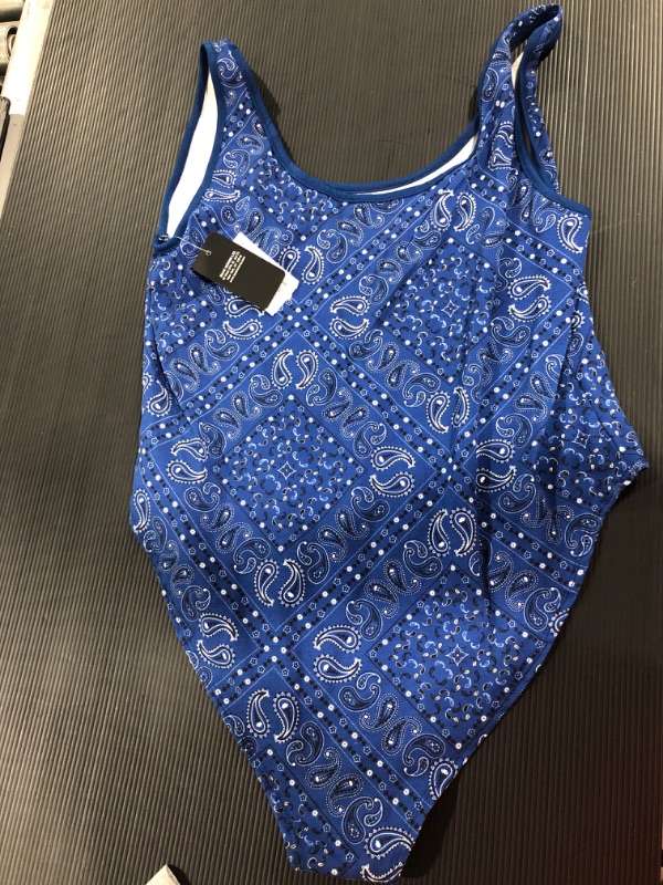 Photo 1 of [Size XXL] Blue Paisley Swimsuit