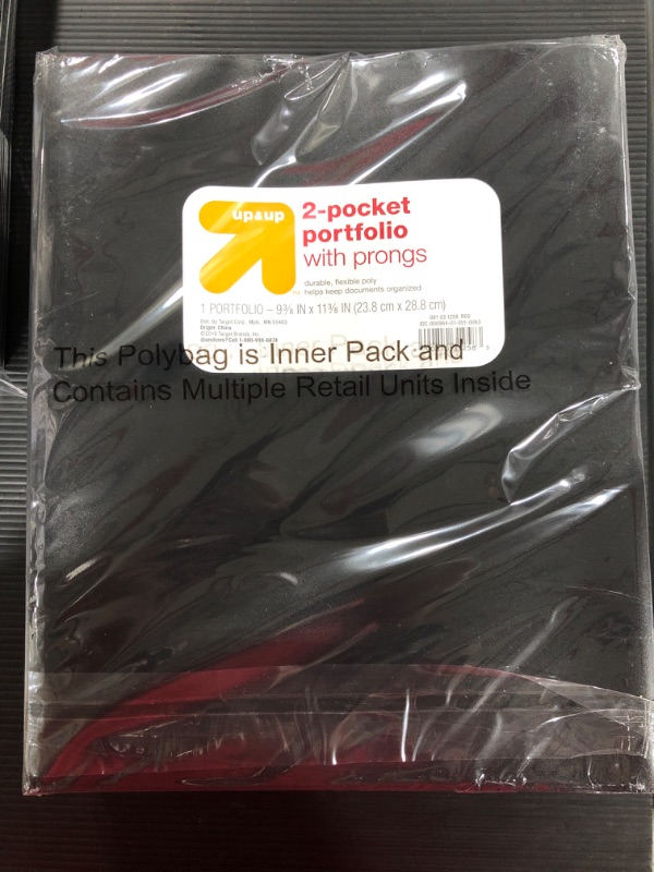 Photo 2 of [Qty 17] 2 Pocket Plastic Folder with Prongs Black - up & up™