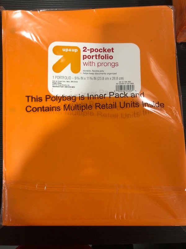 Photo 2 of [24 Ct] 2 Pocket Plastic Folder with Prongs Orange - up  up [Orange]