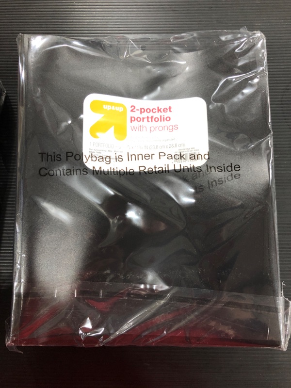 Photo 2 of [24 Ct] 2 Pocket Plastic Folder with Prongs Black - up & up™