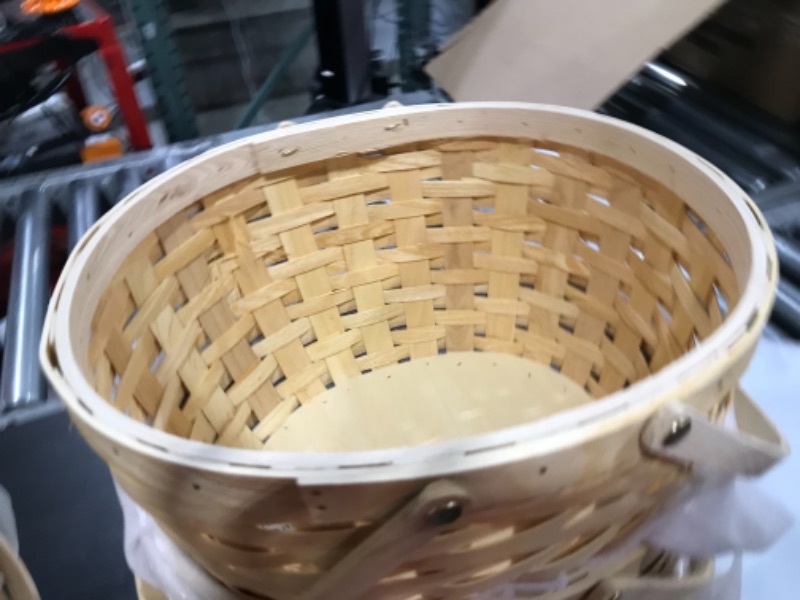 Photo 1 of  Portable Handmade Rattan Storage Container Storage Basket Houseware Storage Basket Wooden Woven Storage Basket with Handle 
Qty 3
