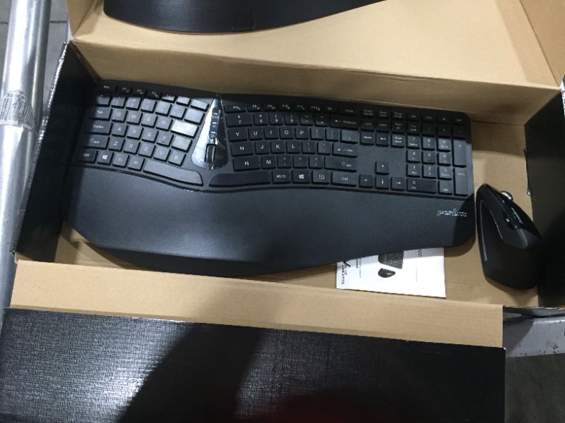 Photo 2 of Perixx Periduo-605, Wireless Ergonomic Split Keyboard and Vertical Mouse Combo, Adjustable Palm Rest and Membrane Low Profile Keys, Black