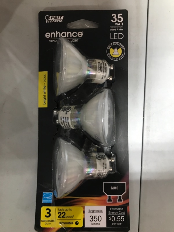 Photo 2 of 35-Watt Equivalent Bright White (3000K) MR16 GU10 Bi-Pin Base LED Light Bulb (3-Pack)