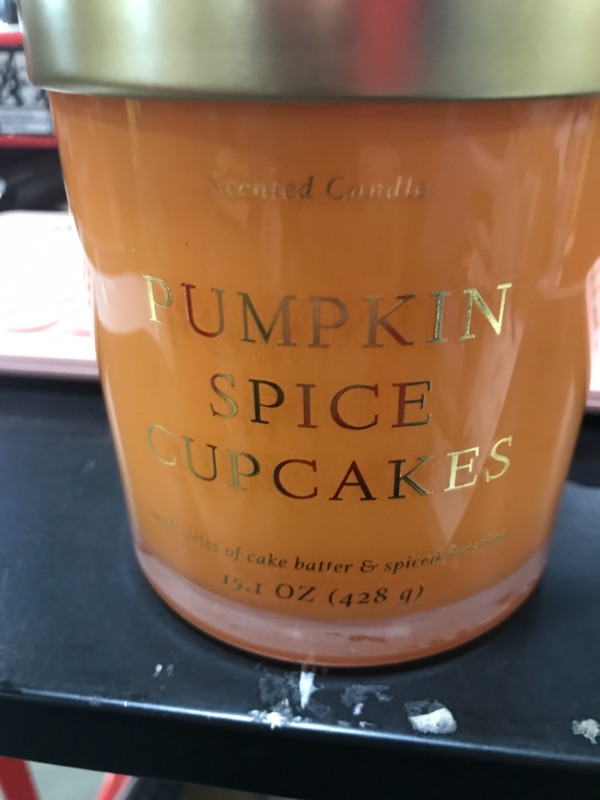 Photo 2 of 15.1oz Pumpkin Spice Cupcakes Solid Color Glass Candle Orange - Opalhouse™