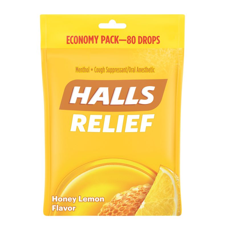 Photo 1 of 30Pc Halls Honey Vanilla Bag 4X12 - 30 Ct and Halls Menthol Cough Suppressant Oral Anesthetic Drops Honey-Lemon 80 