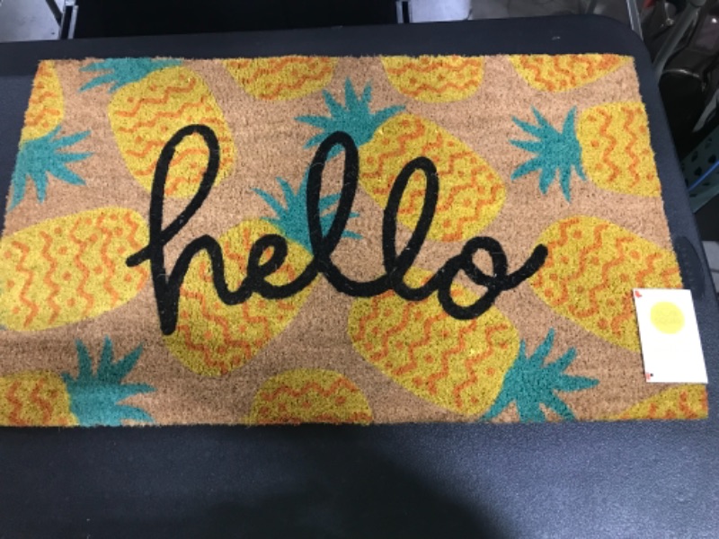 Photo 2 of 16x26 Hello Pineapples Doormat Yellow - Sun Squad