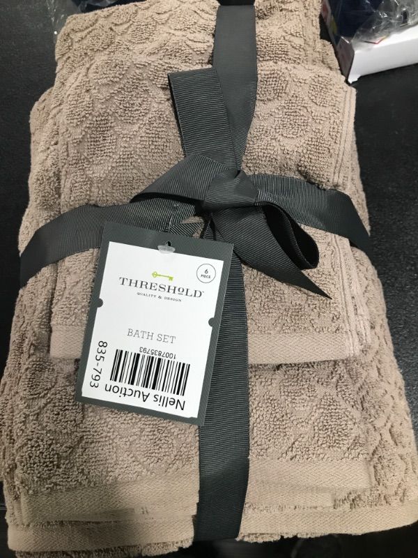 Photo 2 of 6pk Textured Bath Towel Set Brown - Threshold