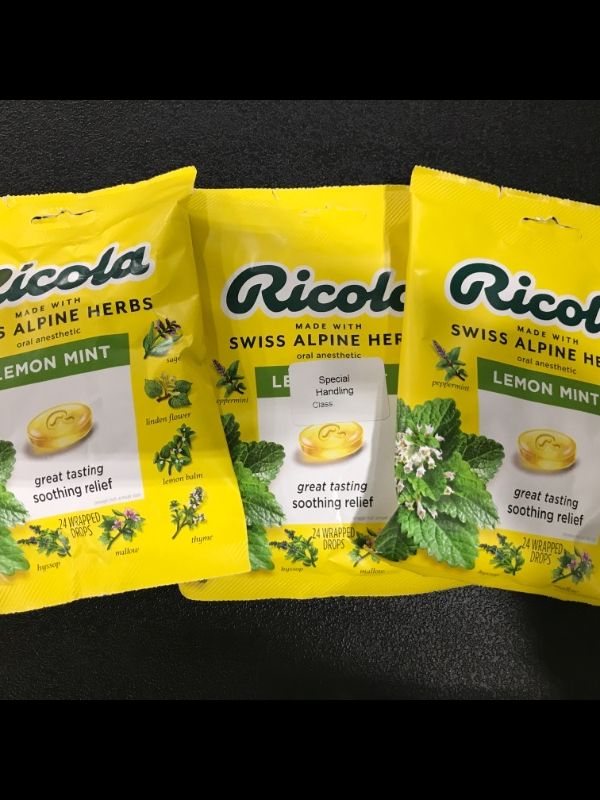 Photo 1 of 3 packs of Natural Herb Cough Drops Lemon Mint