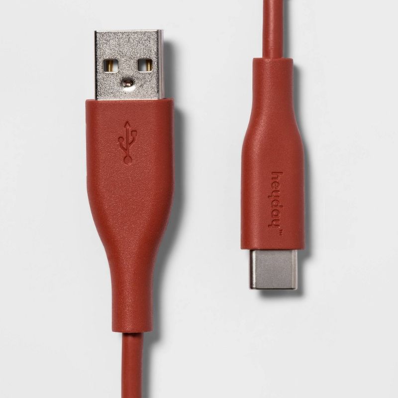 Photo 1 of Heyday 4' USB-C to USB-a Round Cable - Red Orange
