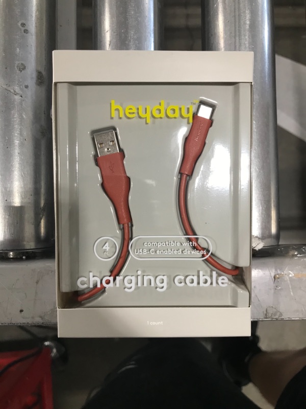 Photo 2 of Heyday 4' USB-C to USB-a Round Cable - Red Orange
