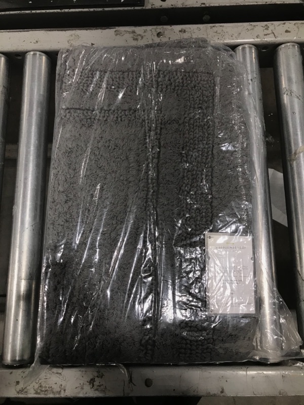 Photo 2 of (2 PC) Performance 100% Cotton Bath Rug - Threshold - Dark Gray 20”x34”
