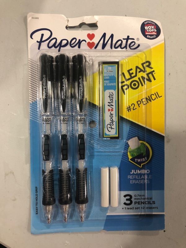 Photo 2 of 1 pack of 3 #2 Mechanical Pencils with Lead/Eraser Refill ClearPoint Black Barrels .7mm - PaperMate