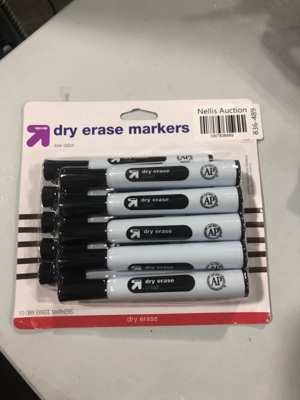 Photo 2 of 10pk Chisel Tip Dry Erase Markers Black - up & up™