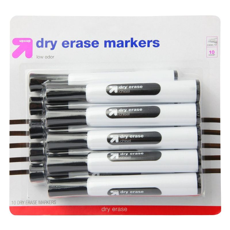 Photo 1 of 10pk Chisel Tip Dry Erase Markers Black - up & up™