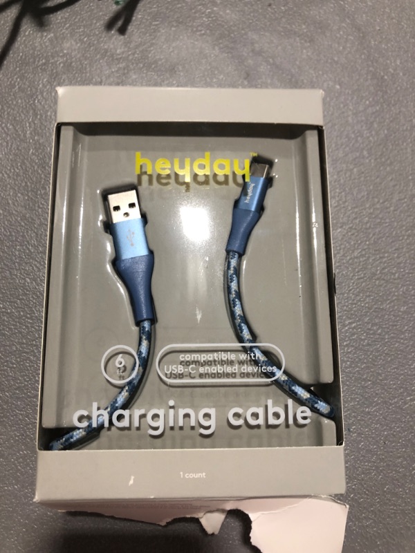Photo 2 of Heyday 6' USB-a to USB-C Braided Cable - Blue Twilight
