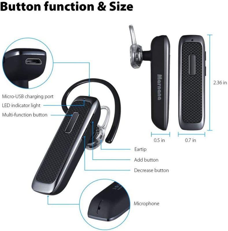 Photo 1 of Bluetooth Headset, Marnana Wireless Bluetooth Earpiece with 18 Hours Playtime and Noise Cancelling Mic, Ultralight Earphone Hands-Free for iPhone iPad Tablet Samsung Android Cell Phone Call-Upgraded
