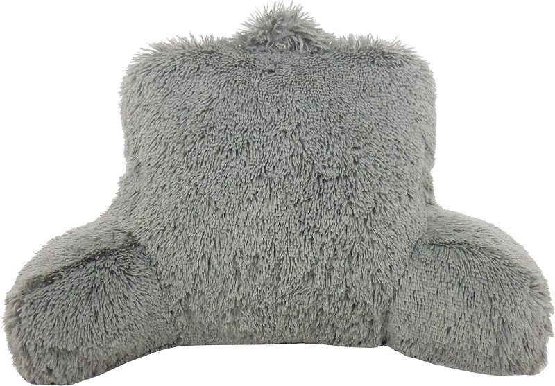 Photo 1 of Arlee Shaggy Fur Bedrest Lounger, Charcoal