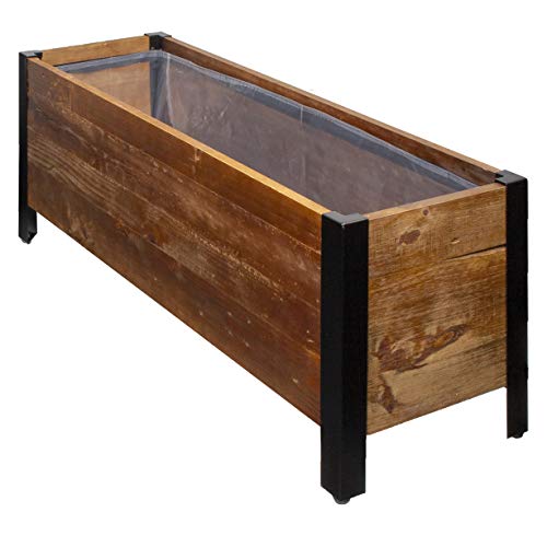 Photo 1 of Amazon Basics Recycled Wood Rectangular Garden Planter - 37” X 13” X 15”