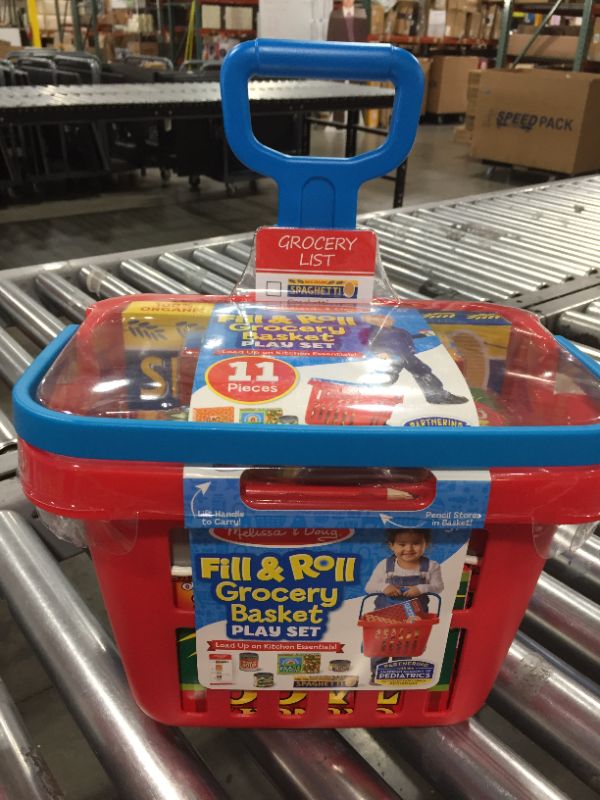 Photo 2 of Melissa & Doug Fill and Roll Grocery Basket Play Set with Play Food Boxes and Cans (11 Pcs)