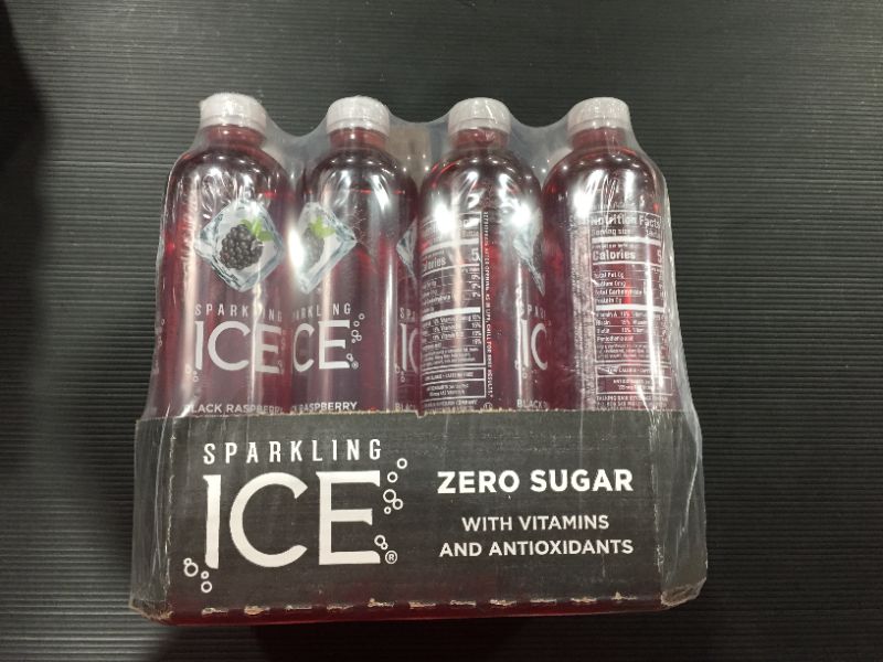 Photo 1 of [12 Pack] Sparkling Ice Black Raspberry Sparkling Water 17 Oz. Bottle [EXP 8-22]