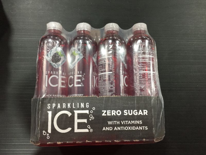 Photo 3 of [12 Pack] Sparkling Ice Black Raspberry Sparkling Water 17 Oz. Bottle [EXP 8-22]