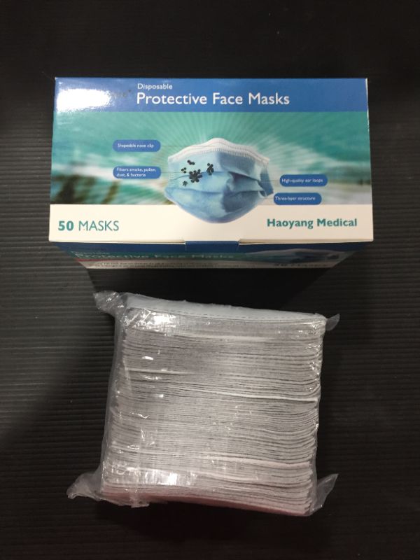 Photo 1 of 50 Disposable Protective Face Masks + 100 Mask Filters