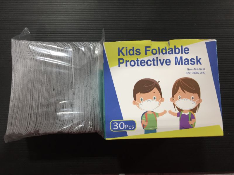 Photo 2 of Kids Foldable Protective Face Masks [30 pcs] + 100 Face Mask Filters