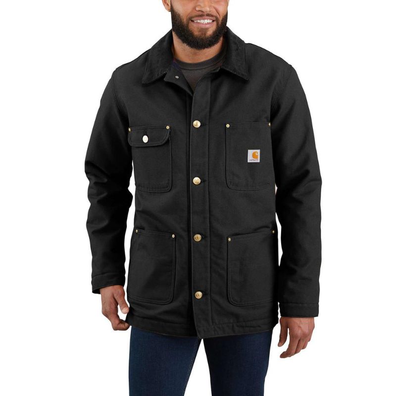 Photo 1 of Carhartt Men's 3X-Large Black Cotton Firm Duck Chore Coat
