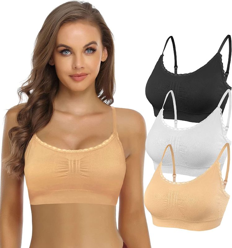 Photo 1 of [Size M/L] SHEKINI 3 Pieces Women's Sport Bra Bralettes Wireless Seamless Padded Crop Tank Top