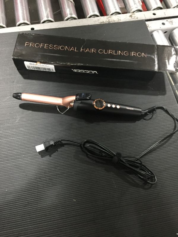 Photo 2 of YEEGOR Small Curling Iron for Short Hair 3/8 Inch, Thin Short Hair Curling Iron with LCD Display Adjustable Heating Settings Instant Heat up to 450°F for All Hair Types