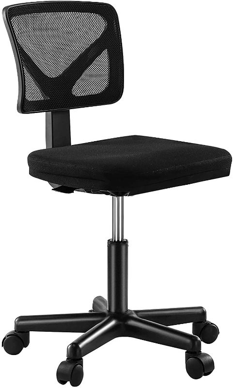 Photo 1 of Home Office Desk Chair, Adjustable Armless Computer Chair with Lumbar Support, Small Mesh Task Chair with Backrest Swivel Rolling for Study, Office, Conference Room