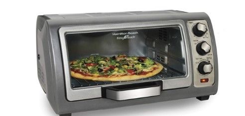 Photo 1 of Hamilton Beach Countertop Toaster Oven, Easy Reach with Roll-Top Door, 6-Slice, Convection (31123D), Silver
