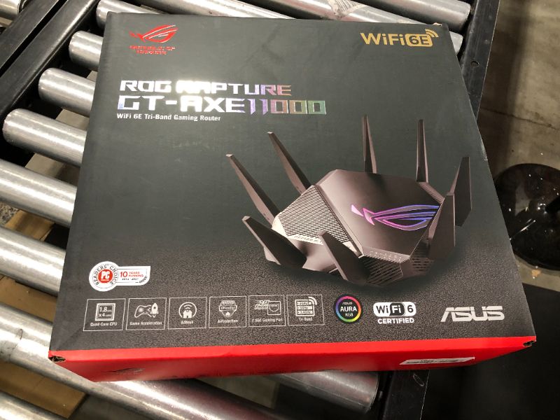 Photo 6 of ASUS ROG Rapture WiFi 6E Gaming Router (GT-AXE11000) - Tri-Band 10 Gigabit Wireless Router, World's First 6Ghz Band for Wider Channels & Higher Capacity, 1.8GHz Quad-Core CPU, 2.5G Port, AURA RGB
