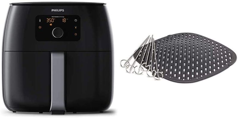 Photo 1 of Philips Kitchen Appliances Digital Twin TurboStar Airfryer XXL & Kitchen Appliances Philips XXL Grill Master Accessory Kit for Twin Turbos Tar Model Air fryers, Black
